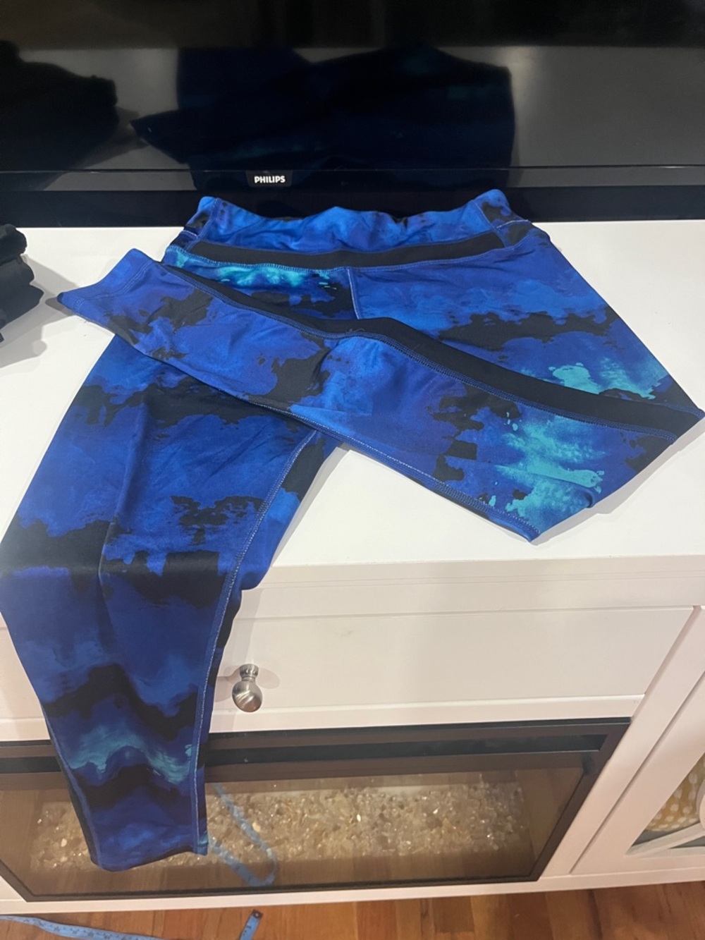 Reflex Blue & Black Tie-Dye Kids Leggings